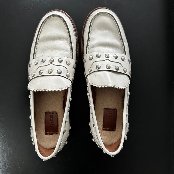White Coach Lenox Loafer Rivets Size 7.5 - Picture 1 of 7